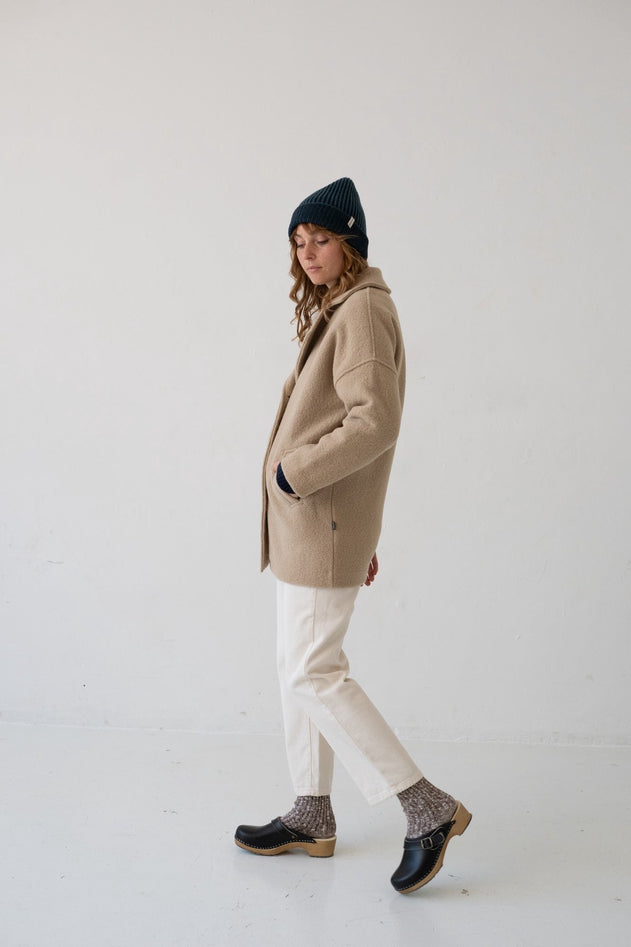 Tad Coat 100% Merino Wool in Magnolia Beige