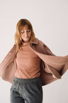 Merino Wool Short Coat in Pink