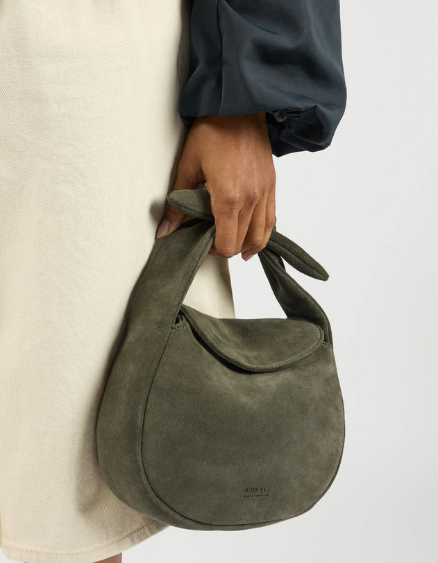 Coco Croissant Bag Moss Green Suede
