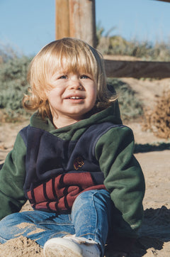 Kids' Color Block Hoodie Trendsplant Blue