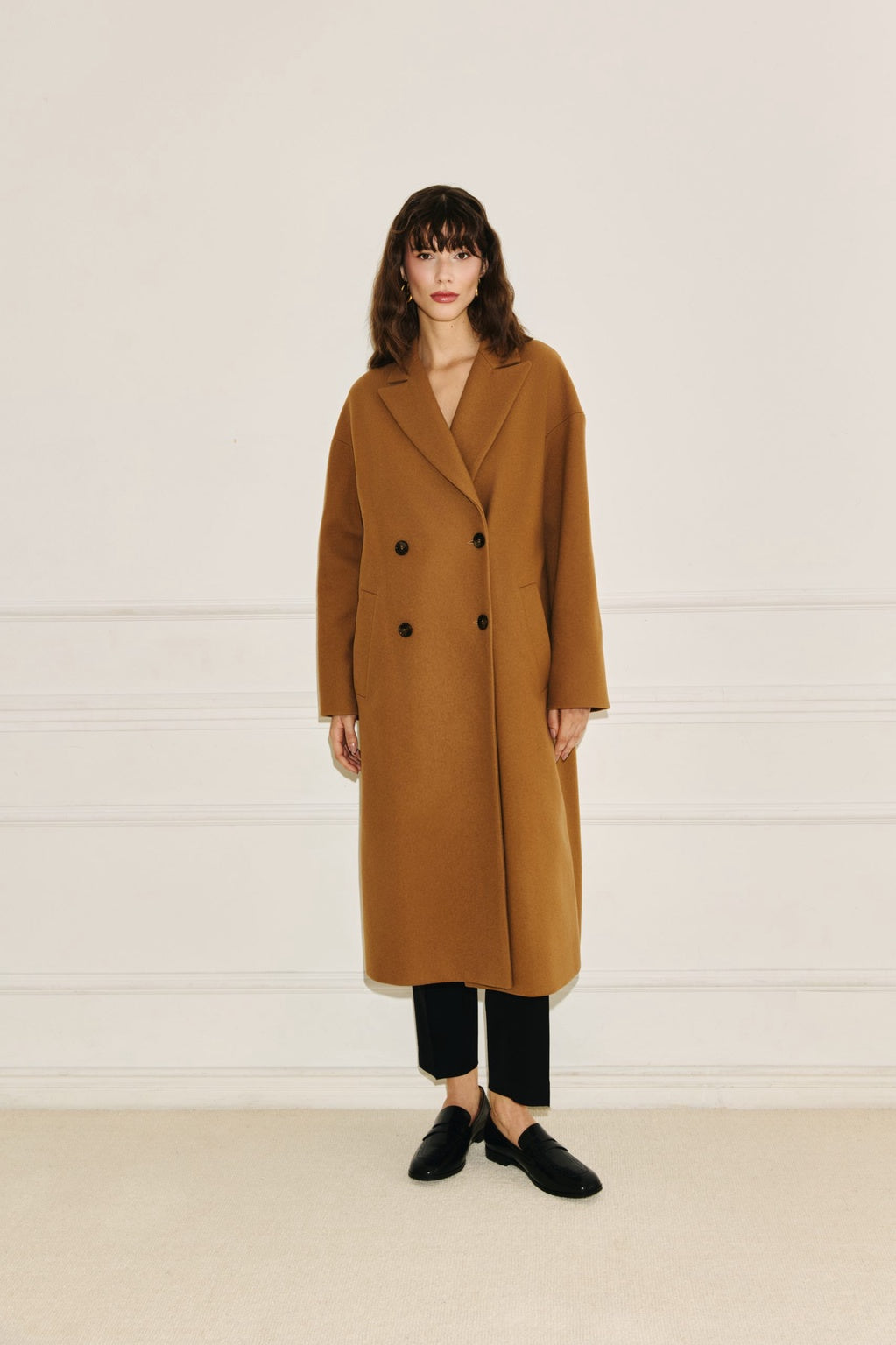 Double-breasted coat carmel