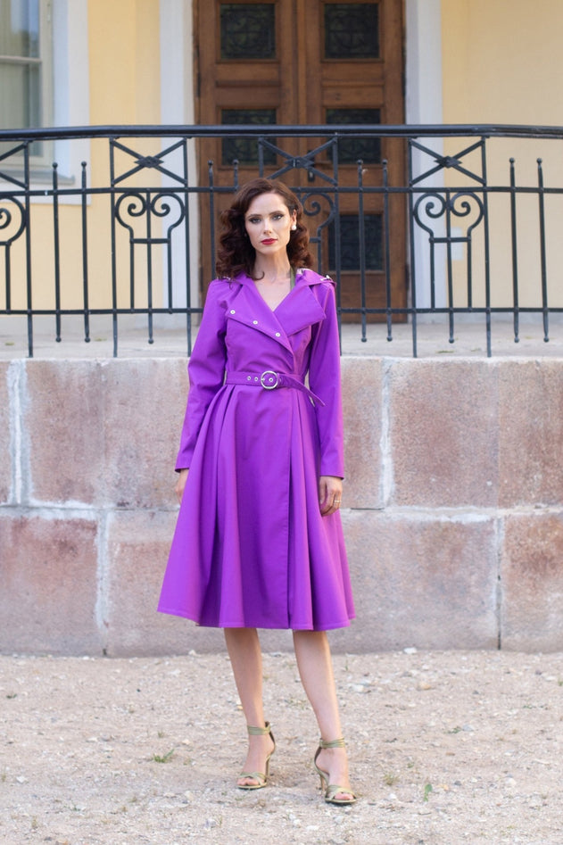 Double Breasted Trench Coat Fuchsia