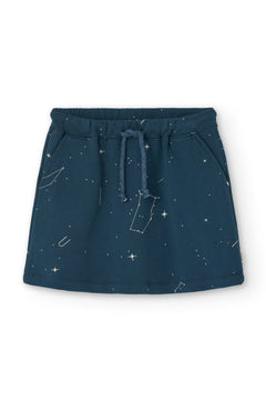 Kids' Gaya Short Flared Skirt Blue Constellations