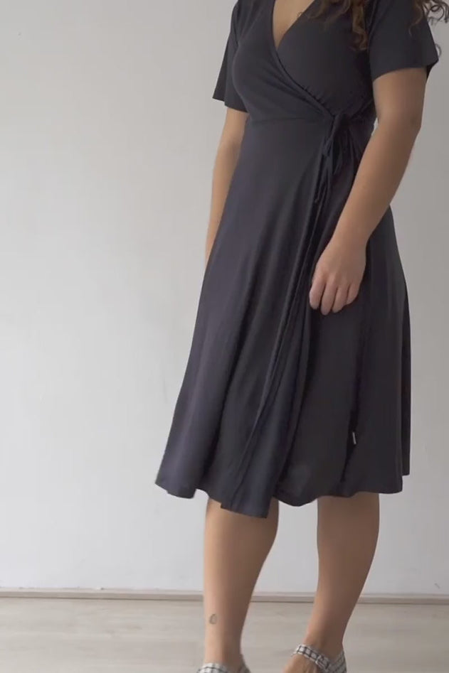 Helen Tencel Wrap Dress Black