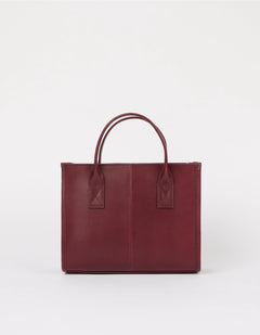 Jackie Midi Bag with Webbing Strap Classic Leather Dark Cherry
