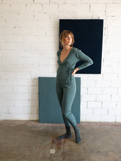 Gina Long Sleeved Crossover Top Sky Blue