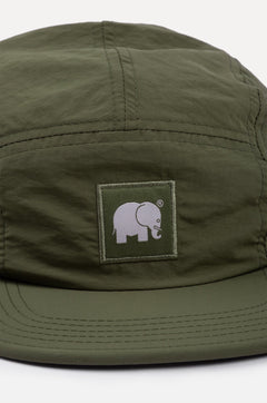 Water Repellent Nylon Five Panel Cap Dark Olive