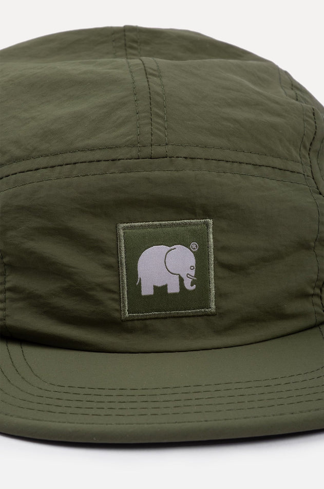 Water Repellent Nylon Five Panel Cap Dark Olive