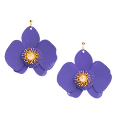 Butterfly Orchid Stud Earrings Blue