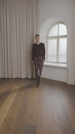 Long-sleeved Cashmere Cardigan Dark Chocolate