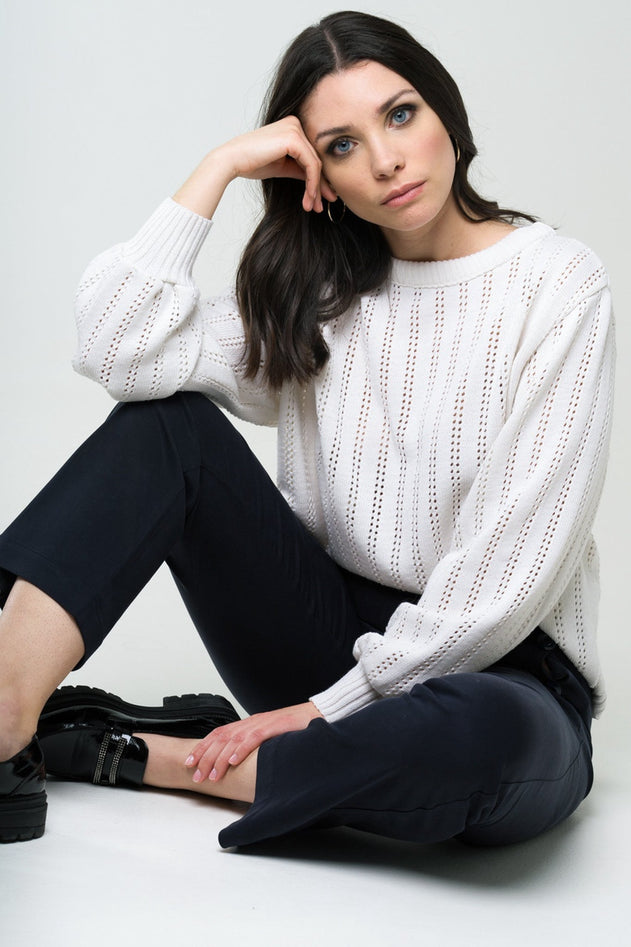 Lamier Knitted Sweater Ecru White