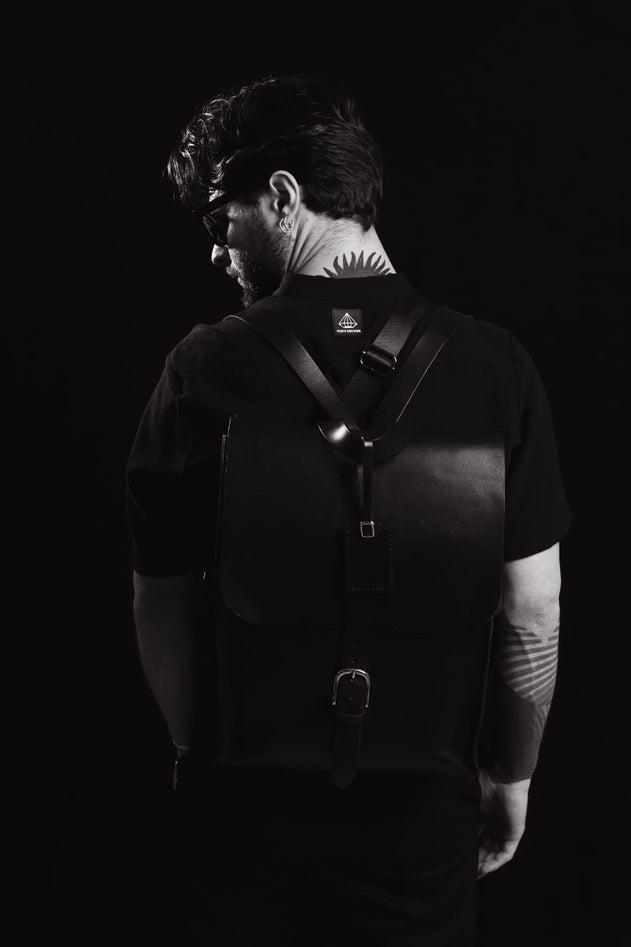 Leather Backpack Mod 120 Cuoio Black