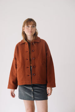 Merino Wool Short Coat in Red