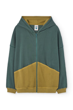 Kid's Helmi Waffle Hoodie Blue/Mustard