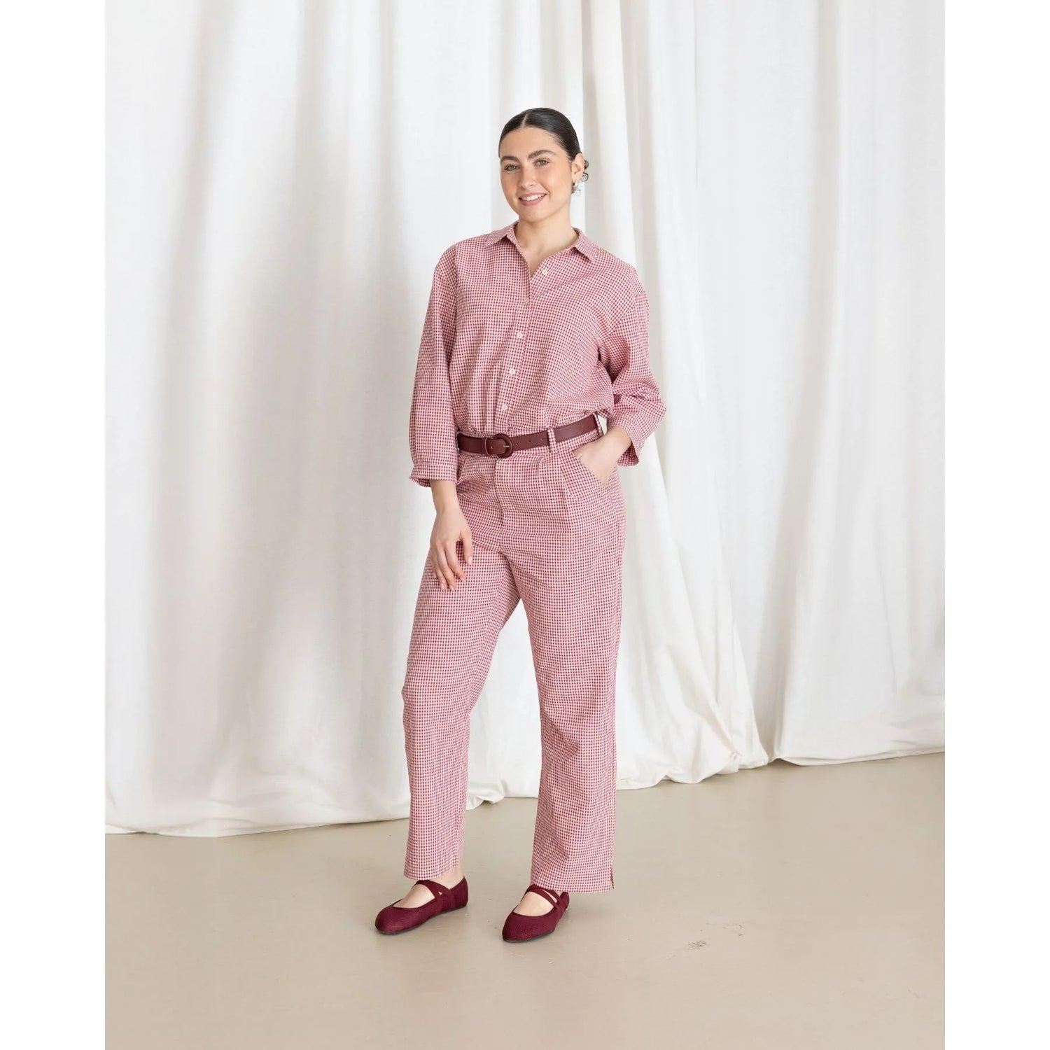 Vichy Trousers Burgundy