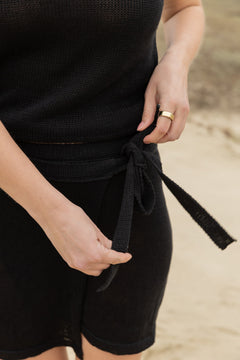 Mare Linen Wrap Skirt Black