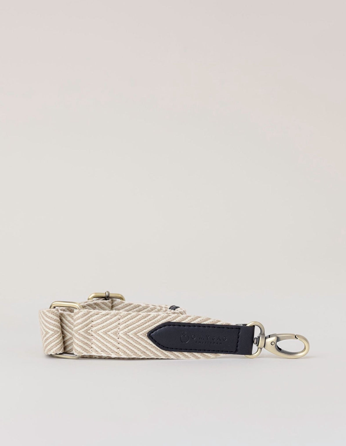 Herringbone Webbing Strap Sand & Black Vegan Uppeal™