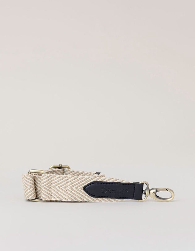 Herringbone Webbing Strap Sand & Black Vegan Uppeal™