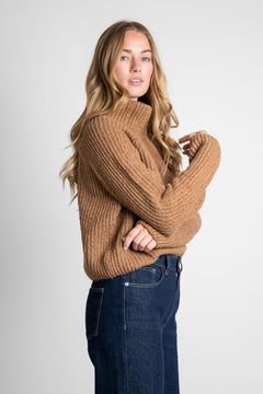 Recycled Wool Turtleneck Sweater Brown