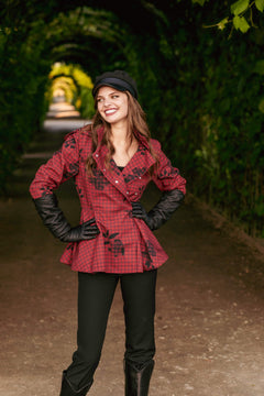Double Breasted Jacket with Detachable Hood Crimson Heart Red