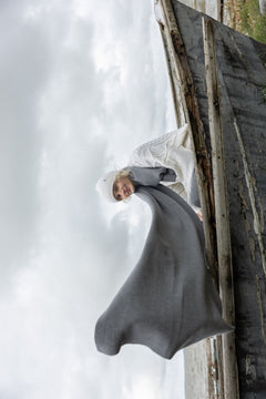 Via Merino Wool Scarf & Gloves Set Light Grey