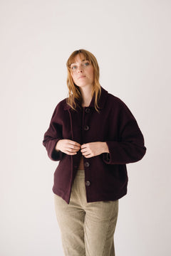 Merino Wool Short Coat in Purple