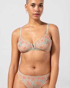 Mesh V-Balconette Beige/Coral/Turquoise