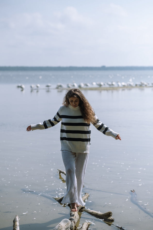 Marina Merino Jumper White Striped