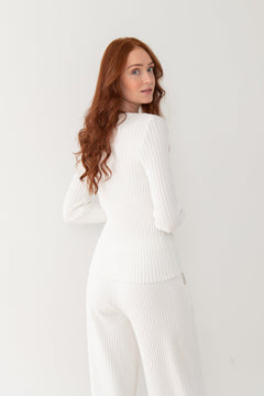 Brera Ribbed Long-Sleeve Top White