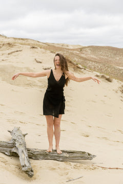 Mare Linen Wrap Skirt Black