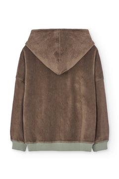 Kid's Helmi Terry Hoodie Brown/Green