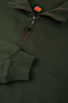 Women's Essential Garment Heavyweight Oversized Quater Zip Sweater Kombu Green