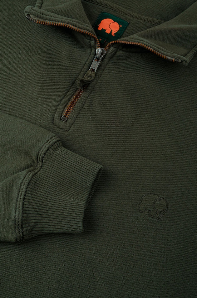 Women's Essential Garment Heavyweight Oversized Quater Zip Sweater Kombu Green