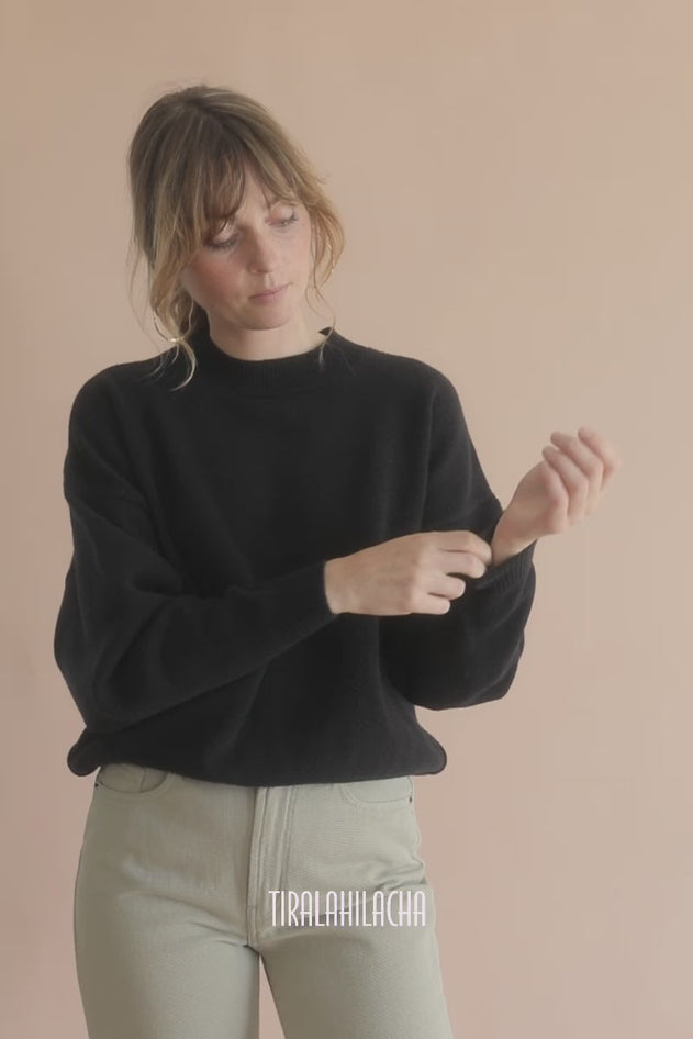 Gaudia Sweater Batwing Sleeve Merino Wool Black