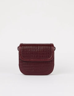 Nina Bag Croco Print Leather Dark Cherry