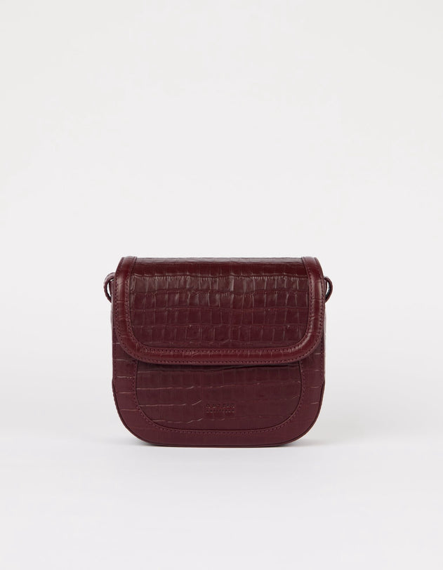 Nina Bag Croco Print Leather Dark Cherry