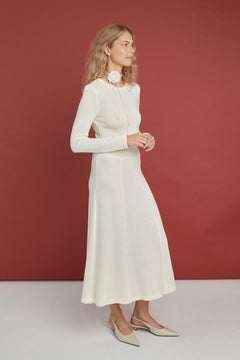 Knitted Merino Wool A-line Midi Dress