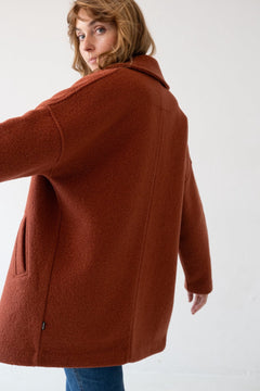 Tad Chunky Wool Coat in Poppy Red