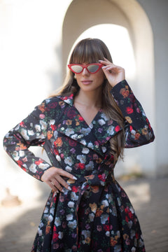 Double Breasted Trench Coat Black Rose Garden