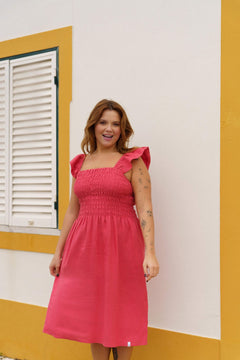 Ariela Linen Dress Sunset Coral