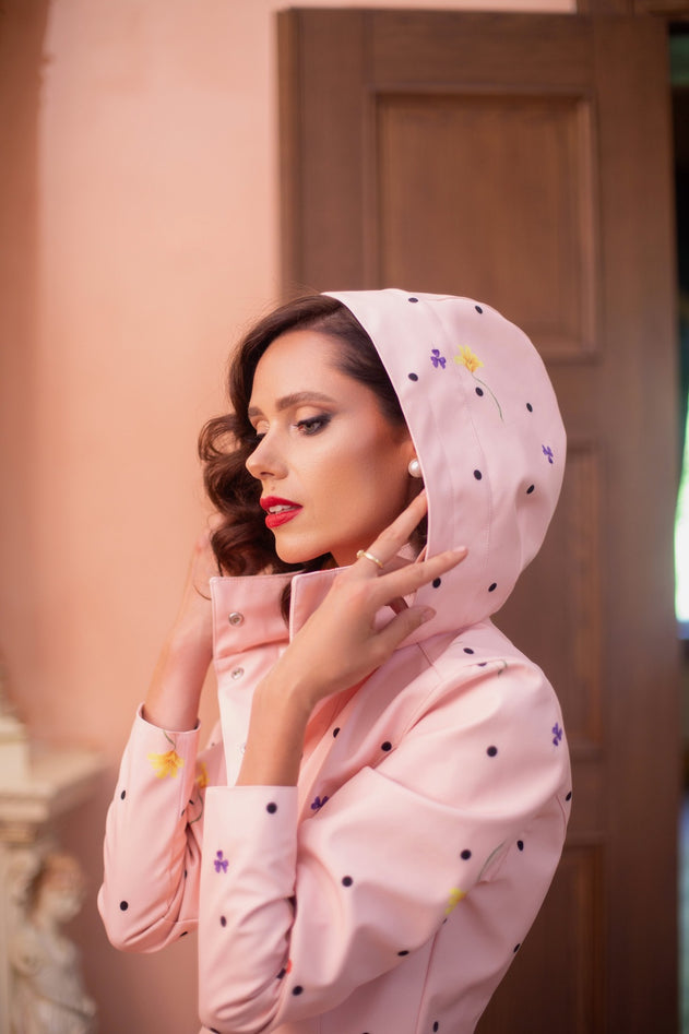 Fit and Flare Raincoat with A-Line Hem Cotton Candy Pink