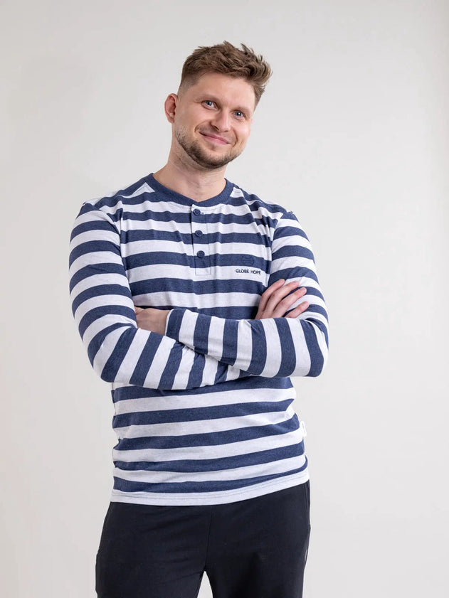 Kuntta Shirt Navy Blue and White Striped