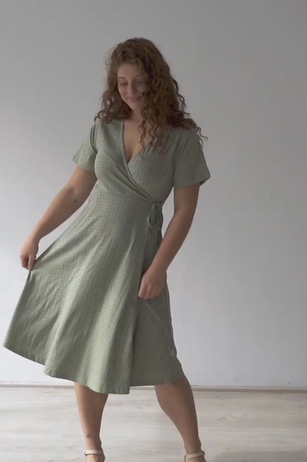 Helen Wrap Dress Green Wicker