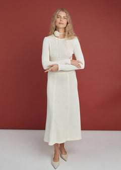 Knitted Merino Wool A-line Midi Dress