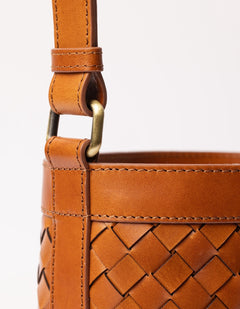 Zola Woven Leather Bag Cognac Brown
