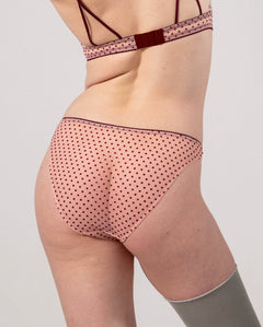 Mesh Bikini Briefs Pale Pink/Burgundy