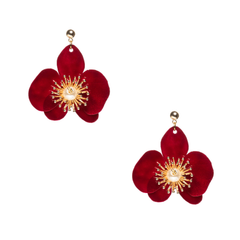 Small Butterfly Orchid Stud Earrings Papaya Orange