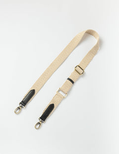 Herringbone Webbing Strap Sand & Black Classic Leather