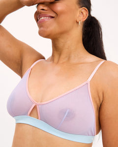 Mesh Cut-Out Triangle Bralette Pastel Lilac