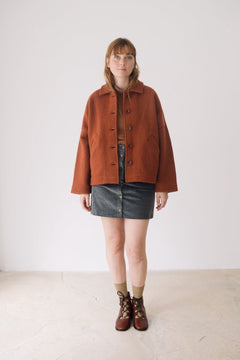 Merino Wool Short Coat in Red